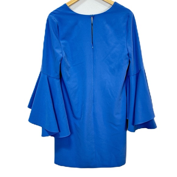 Milly Nicole Blue V-Neck‎ Ruffle Bell Sleeve Shift Dress Women’s Sz 12 - Picture 3 of 6